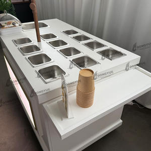 Carrito de Dulces Móvil Personalizado, Carrito de Comida Metálico, Carrito de Barra de Dulces con Caja de Luz LED con Logotipo - Product Image 4