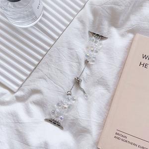 Pulsera de acero inoxidable con gemas para <span class=keywords><strong>Apple</strong></span> <span class=keywords><strong>Watch</strong></span> Band Series 8 7 <span class=keywords><strong>6</strong></span> SE 5 4 3, correa de reloj con cuentas de cristal de lujo para mujer - Product Image 4