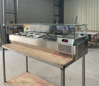 Mini réfrigérateur de présentation pour la préparation de salades et de pizzas, comptoir, vitrine, refroidisseur avec 6 grilles