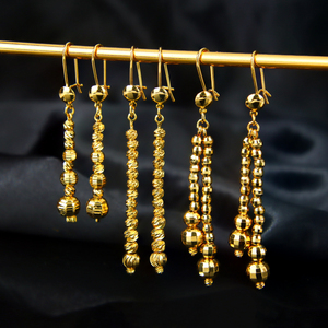 Nouvelles Boucles d'Oreilles Pendante Dorées Tendance 2026, Plaqué Or 21 carats, Perles Dorées de Dubaï, Cadeau pour Femme - Product Image 1