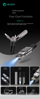 Cable Multifuncional Tipo-C con Cargador, Linterna, USB 2.0, Carga Súper Rápida de 240w, Cable de Datos 4 en 1
