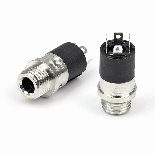 6.35 Mm Audio Jack Konektor 90 Right Angle Pj-601 1/4" Stereo 3 6 7 Pin Leg Pcb Panel Mount Threaded 6.35Mm Female Audio Jack