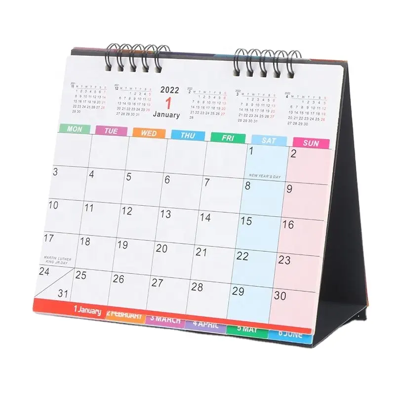 Calendario de Adviento con impresión personalizada de fábrica, calendario de escritorio de encuadernación en espiral con logotipo, 2022