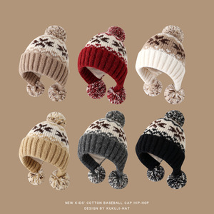 Gorro de invierno tejido para niños con pompones, orejeras cálidas a prueba de viento, unisex, de 2 a 4 años - Product Image 4