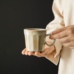 Vintage Japanese-Style Stoneware Coffee <b>Cup</b> Simple Ceramic Espresso <b>Latte</b> Pull Flower Mug Lid Personal Tea Gift Food Use - Product Image 3