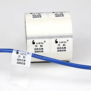 Custom Printable Roll Sheet Die Cut Tear Resistant Vinyl Waterproof Striking PVC Transparent Wrap Around Wire Mark Cable Label