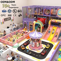 Équipement de terrain de jeux intérieur sur mesure de grande taille, thème crème glacée, triple toboggan, tube spiralé, carrousel, piste de course, bac à sable |   OEM&ODM FECMall