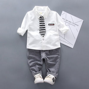 Vendita calda Set in due pezzi <span class=keywords><strong>per</strong></span> bambini 1-4 anni moda primavera abbigliamento bambino bambino bel camicia vestito da uomo vestito da bambino - Product Image 3