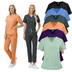 Tenues médicales pour femmes 2025 - Uniformes à col en V et jambes droites avec un tissu extensible doux, résistant aux plis et lavable - Product Image 1