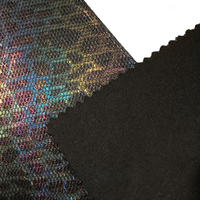 Tissu en maille hexagonale holographique irisé en polyester 280 GSM sur mesure, avec suède collé, pour empeignes de chaussures, vestes et sacs – Vente en gros