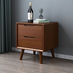 Nordic Style Solid Wood Nightstand 2 Drawer Storage <b>Cabinet</b> For Bedroom Home Use - Product Image 1