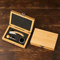 Ensemble cadeau d'ouvre-bouteille en bambou personnalisé - Tire-bouchon et accessoires dans une boîte en bois de qualité supérieure pour cadeaux d'entreprise, événements, promotions