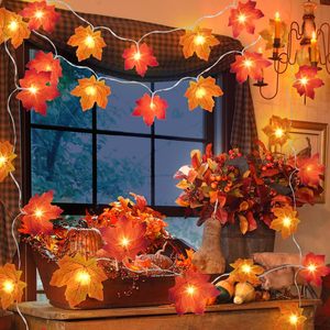 Tsinye ไฟสายใบเมเปิล <span class=keywords><strong>LED</strong></span> สำหรับตกแต่งคริสต์มาส, ไฟราวใบเมเปิ้ลพวงมาลัยพร้อมไฟแบตเตอรี่3M20LEDs ใบไม้เมเปิ้ล - Product Image 3