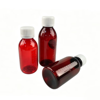Flacon ovale en PET ambré pour médicaments sur ordonnance et flacon en PET pour sirop avec couvercle et échelle graduée, pour médicaments liquides et sirops