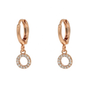 Nueva moda gran oferta pendientes de circonia cúbica joyería 18K pendientes circulares chapados en oro real - Product Image 5