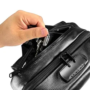 Vintage Travel Business Laptop Backpack Mens School Bag Leather Smell Proof Book Bag