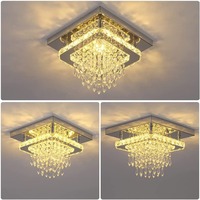 Lustre carré en cristal LED pour allée, couloir, entrée, restaurant, balcon, luminaire de plafond en cristal
