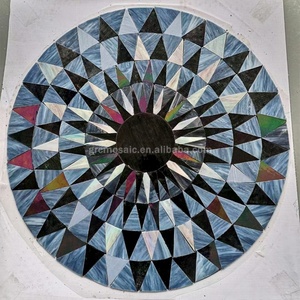 Medallón de corte a mano de vidrio de fusión en caliente de lujo, arte oscuro, estampado de cebra, mosaico negro, Mural, suelo, círculos concéntricos, rompecabezas de mosaico - Product Image 3