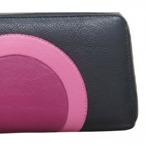 Portefeuille unisexe avec fermeture éclair longue longueur en cuir de vachette lettre brodée cuir véritable nylon PU polyester RFID bonbons couleurs serrure - Product Image 1