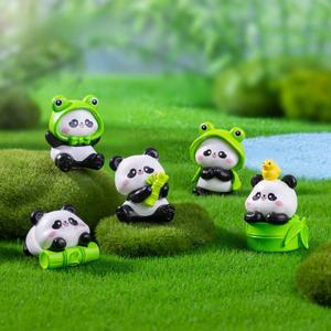 CHENXI, 6 шт., оптом, очаровательные фигурки панд, украшения для автомобиля и сада, коллекция животных, миниатюрные фигурки животных, экологически чистые, ручная работа, изделия из смолы - Product Image 2
