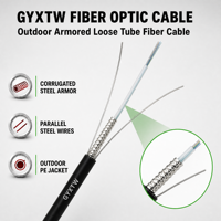 Kabel Serat Optik Berlapis Baja G652D Mode Tunggal Inti 2 4 6 8 12 24 untuk Luar Ruangan GYXTW POE 5G FTTH IP