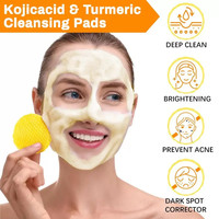 Vente en gros de produits nettoyants pour le visage TikTok tampons nettoyants au curcuma et tampon nettoyant exfoliant pour le visage à l'acide kojique pour toutes les peaux