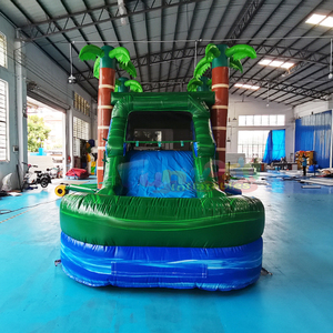 Outdoor kids party tropical themed commercial inflatable combo water slide with <b>bounce</b> house - Product Image 5
