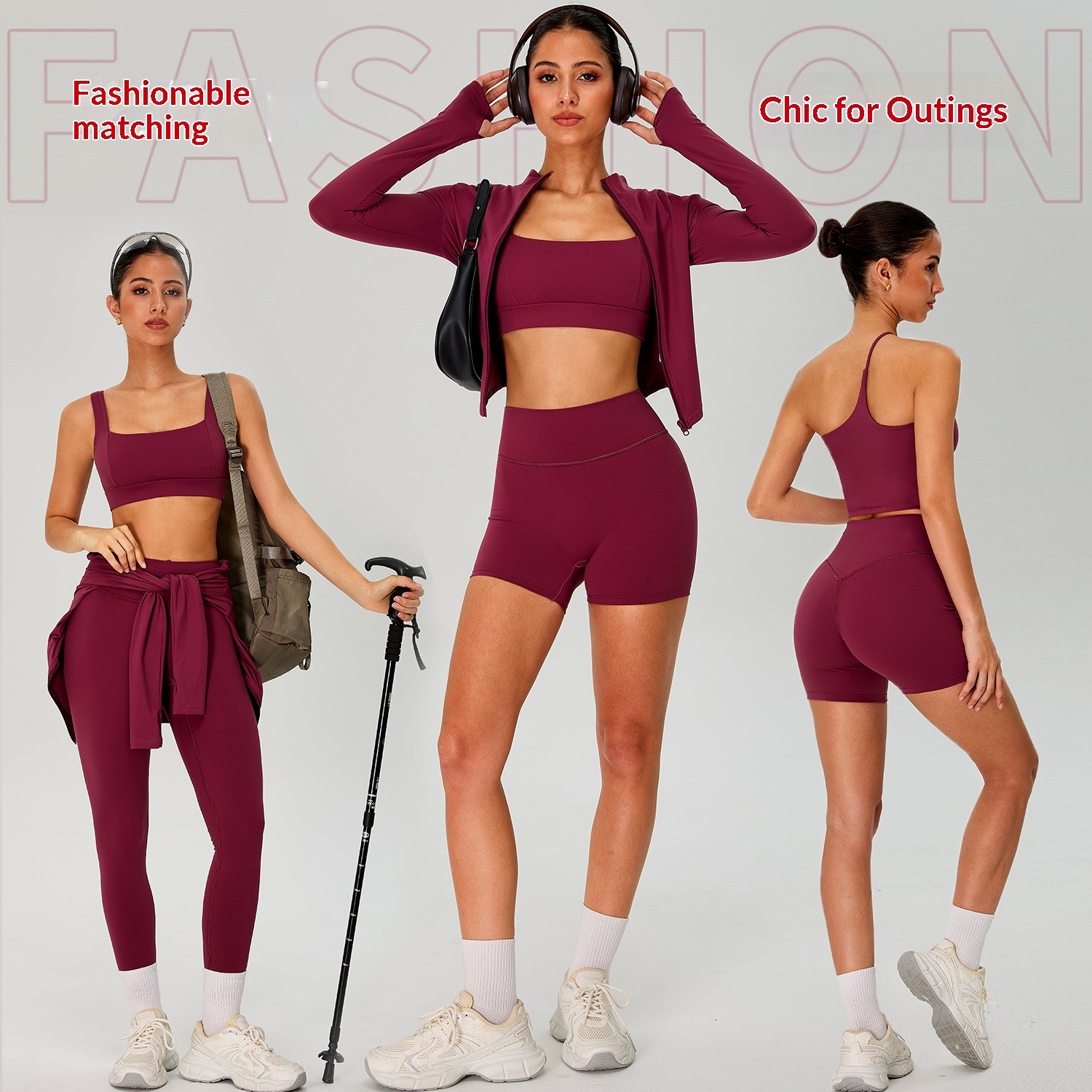 Cross Border 2-Piece Set Solid High-Waisted Spaghetti Strap Scoop Neck Bare Feel Yoga Shorts Elastic Waist Tight Quick-Dry