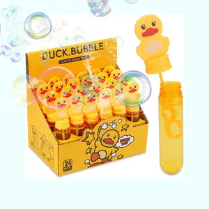 Yellow Duck Handle Soapy Water Bubble Wand 24PCS Set Cartoon Bubble Sticks Toys for Kids