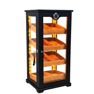 Großer Luxus-Zigarrenschrank mit mehreren Ebenen, Desktop-Zigarrenhumidor aus Zedernholz mit LED-Beleuchtung - Product Image 4