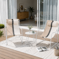 K.D. Ensemble bistrot 3 pièces en acier massif, chaises et table d'extérieur, mobilier de jardin et de balcon, portable pour parc et hôtel