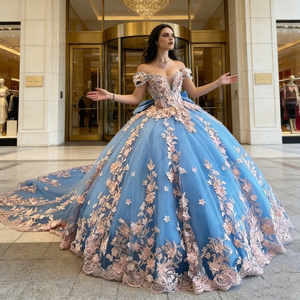 Nuevo Producto 2026 Vestido de Quinceañera Personalizado Azul con Hombros Descubiertos, Elegante Vestido de Noche para Banquete, Actuación Individual y Eventos Sociales - Product Image 2