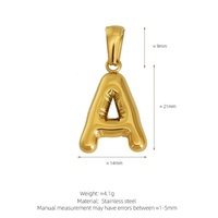 Pendentif personnalisé en acier inoxydable 316L plaqué or 18 carats, breloques alphabet bulles épaisses pour la fabrication de colliers, bracelets et bijoux