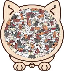 Puzzles en bois colorés en forme de chat, puzzles en bois uniques en forme <span class=keywords><strong>d</strong></span>'animal, puzzles en bois <span class=keywords><strong>d</strong></span>écoratifs personnalisés en forme <span class=keywords><strong>d</strong></span>'animal - Product Image 3