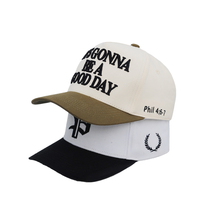 Casquette de baseball unisexe à 5 panneaux, visière incurvée, en coton, bicolore, à couronne haute, avec broderie RD BA, fabrication directe usine BSCI, personnalisable