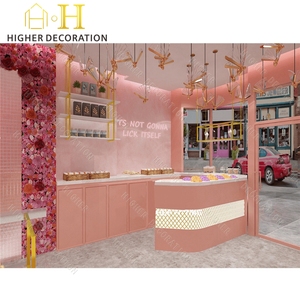 Comptoir de présentation de pâtisseries rose esthétique Millennial, finition mate rose blush, mobilier de boulangerie - Product Image 4