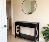 Table basse en bois X-Base, mobilier moderne pour salon, pin noir, deux tiroirs, style panneau, bois pour salon