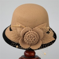 Chapeau melon d'hiver chaud personnalisé pour femme, en tissu polyester/coton, élégant pour mariage, fête, église, pêche - Vente en gros