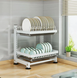 Rejilla ajustable de secado de cubiertos de acero inoxidable con tablero de drenaje y soporte para utensilios Organización de cocina Fregadero Material metálico - Product Image 3