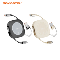 Kabel Pengisian Cepat SOMOSTEL SMS-BJ63 4 in 1 Retractable 240W Grosir MOQ Rendah Multi USB C untuk iPhone Semua Ponsel Laptop
