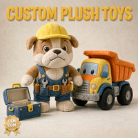 Jouets en peluche Bulldog personnalisés OEM ODM, camion benne, boîte à outils, poupée en peluche, vente en gros, cadeau pour enfants