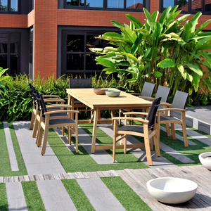 Teak <b>Outdoor</b> Garden Set 8 Seater Solid Wood Table and Chairs Weather Resistant Rustic Design for Patio Use - Product Image 1