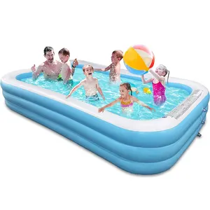 Aile şişme yüzme havuzu yerden açık arka bahçe taşınabilir dikdörtgen çocuklar ve yetişkinler için havuzlar havaya uçurmak