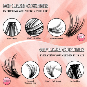 Kit de faux cils JMQ Individual Clusters Lashes 30D 50D bouclés et épais avec outils pour extension DIY - Product Image 5