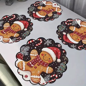 Manteles individuales de ondas circulares de Navidad, manteles antideslizantes resistentes al calor, <span class=keywords><strong>mantel</strong></span> redondo de decoración de Navidad <span class=keywords><strong>para</strong></span> fiesta de comedor de invierno - Product Image 1