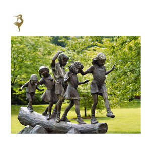 Чугунные Металлические уличные маленькие 2 девочки, играющие скульптуры, садовые бронзовые статуи - Product Image 3