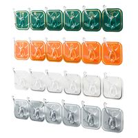 Crochet mural adhésif robuste à six rangées en plastique étanche pour manteaux, chapeaux, personnalisable pour armoire, cuisine, chaussures, sacs de nettoyage, sacs doubles