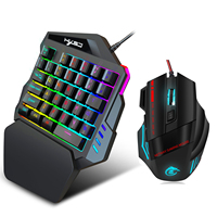 HXSJ Mini clavier de jeu RVB à une main Contrôleur de jeu portable Combo PC Gamer avec 35 touches et souris filaire Vente en gros