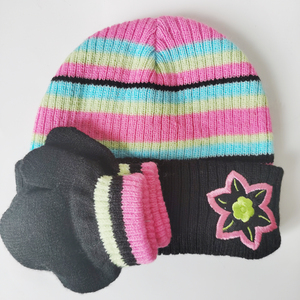 Brodé sans doigts bébé <span class=keywords><strong>tricot</strong></span> chapeau gants <span class=keywords><strong>Kit</strong></span> automne hiver acrylique bébé Jacquard <span class=keywords><strong>tricot</strong></span>é chapeau gants ensemble - Product Image 1