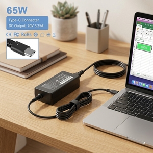 Adaptateur d'alimentation universel pour ordinateur portable 65W GaN à charge rapide USB-C pour Dell HP Lenovo <span class=keywords><strong>Acer</strong></span>, chargeur léger pour ordinateur portable de voyage - Product Image 1